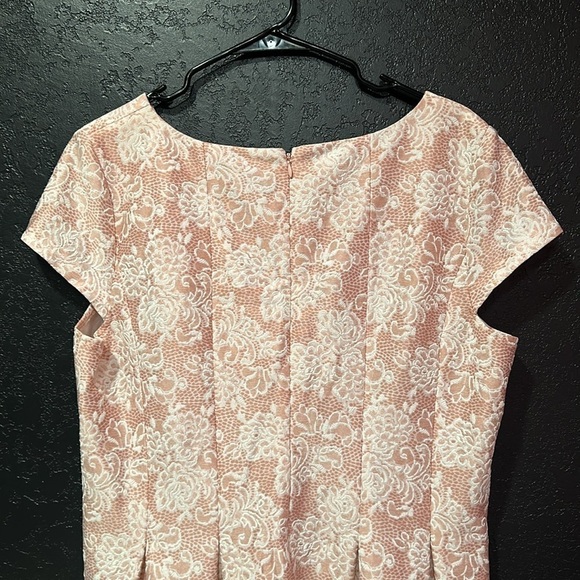 JESSICA HOWARD Blush Pink White V-Neck J Fit & Flare, Party/Cocktail Dress Sz 16 - Picture 3 of 7